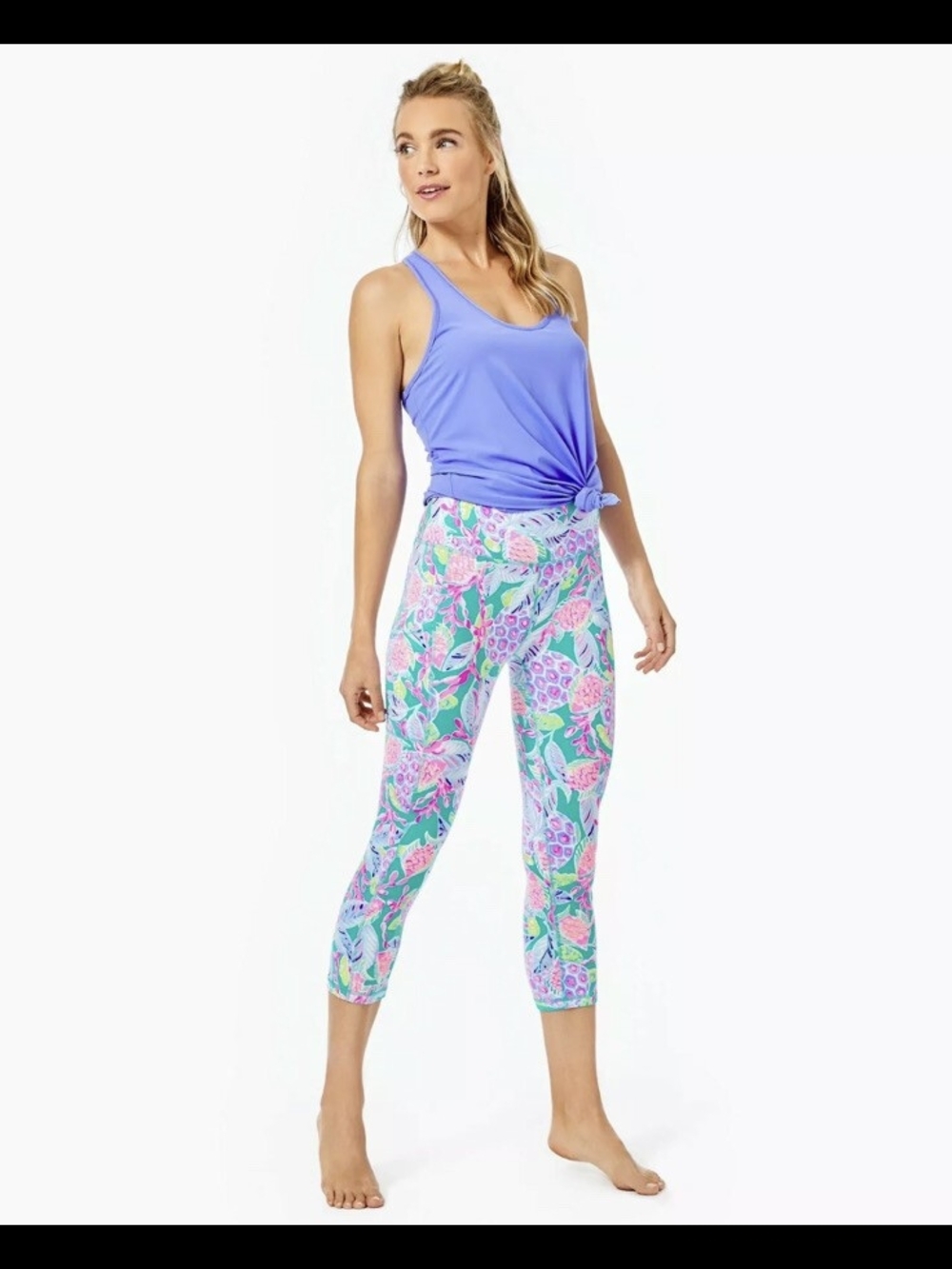 Lilly Pulitzer Luxletic Weekender High Rise Crop Leggings in the Maldives Green